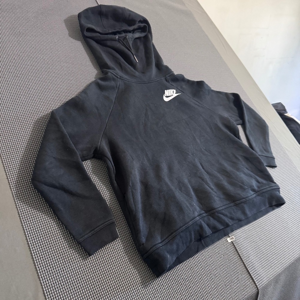 Nike Womens Black Funnel Neck Pullover Hoodie Sweatshirt Size L